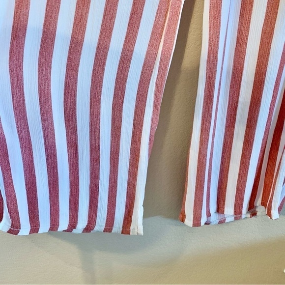 Lulumari Pants Medium White Rayon Red Stripe Lightweight Beach Side Zip Beltloop - Picture 7 of 16